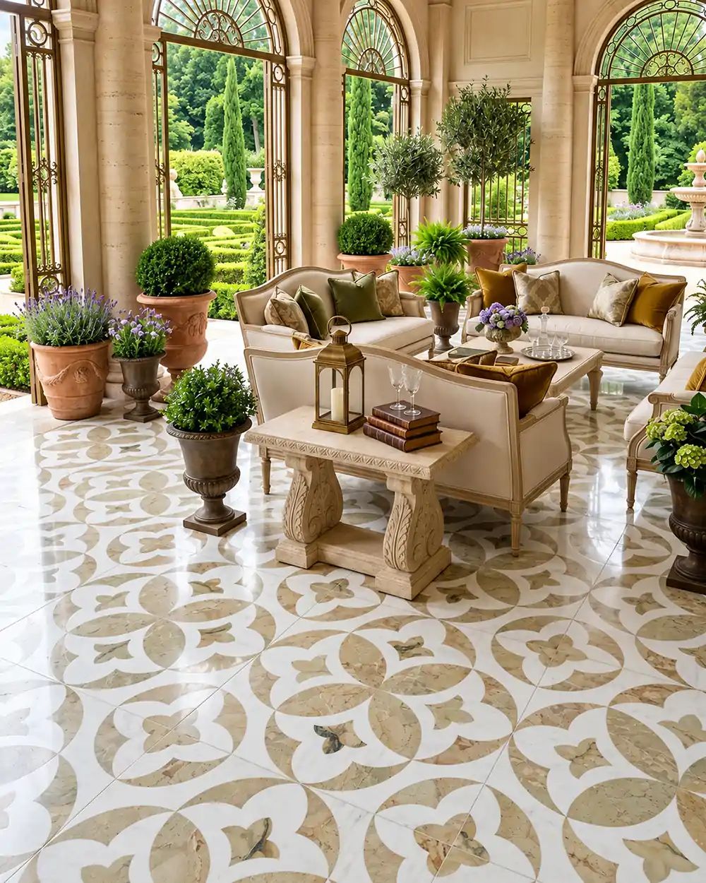 Waterjet Marble Tiles Floor Tiles Luxury Interior Custom Stone Monet181 4 S 1